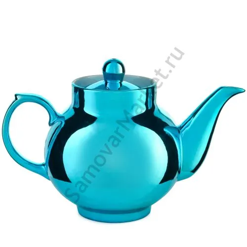 Чайник заварочный фарфоровый для самовара с бирюзовым напылением 