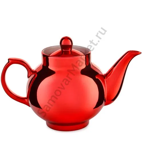 Чайник заварочный фарфоровый для самовара с красным напылением 