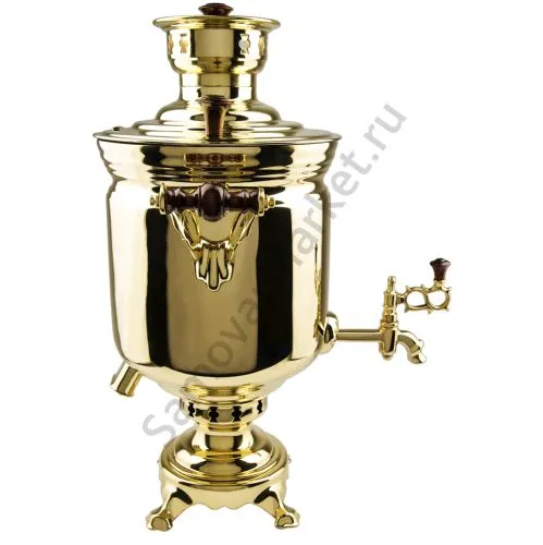 Самовар комбинированный 7 литров формы «Банка», золотой, категория «Люкс»