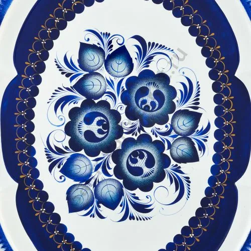 Поднос для самовара овальный с художественной росписью «Гжель»