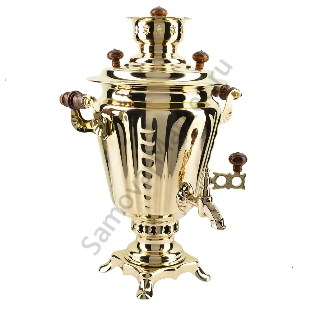 Самовар на дровах 2,8 литра формы «Рюмка», золотой, категория «Люкс» Самовар на дровах 2,8 литра формы «Рюмка», золотой, категория «Люкс»