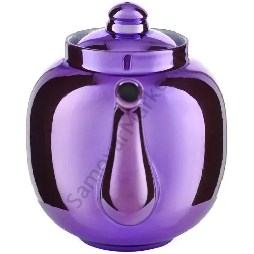 Чайник большой заварочный фарфоровый для самовара с фиолетовым напылением 