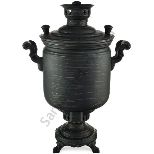 Самовар комбинированный 7 литров формы «Банка» литьё, золотые нити в патине, категория «Эксклюзив»