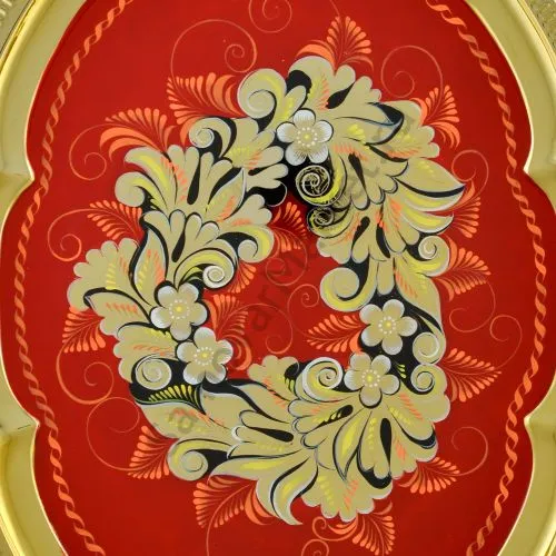 Поднос для самовара с художественной росписью «Кудрина красная»