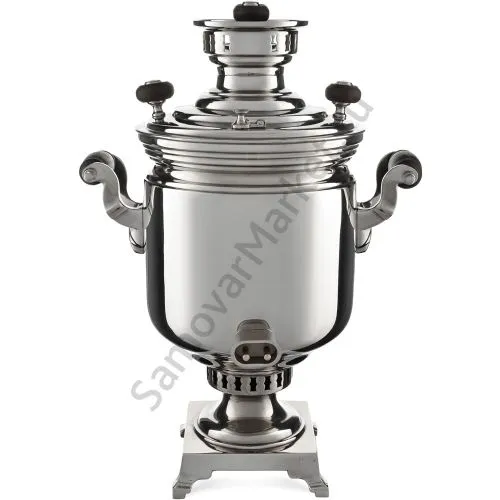 Самовар антикварный комбинированный 4,5 литров формы «Банка» Баташева с медалями, серебристый