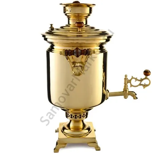 Самовар антикварный на дровах 6,5 литров формы «Банка» ТулПромТорг, золотистый