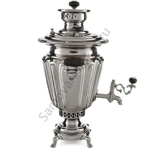 Самовар антикварный на дровах 4 литра формы «Рюмка гранная» Тулякова, серебристый
