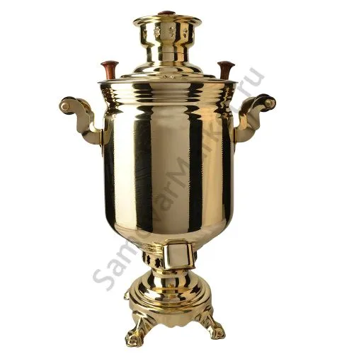 Самовар комбинированный 5 литров формы «Банка с вибронакаткой», золотой, категория «Люкс»