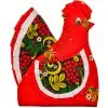 Грелка на заварочный чайник «Курочка с белым кантом, Хохлома»