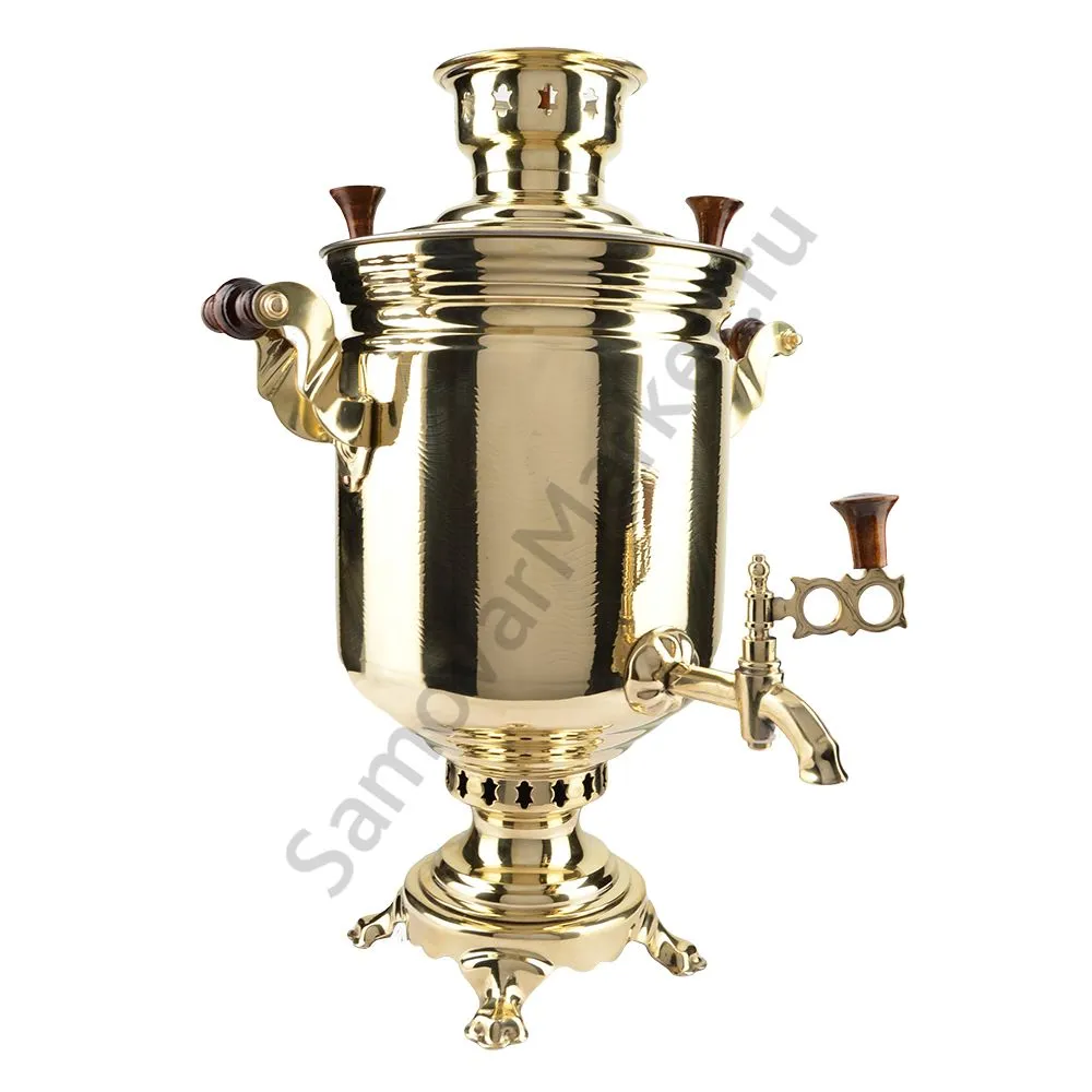 Самовар на дровах 5 литров формы «Банка с вибронакаткой», золотой, категория «Люкс» Самовар на дровах 5 литров формы «Банка с вибронакаткой», золотой, категория «Люкс»