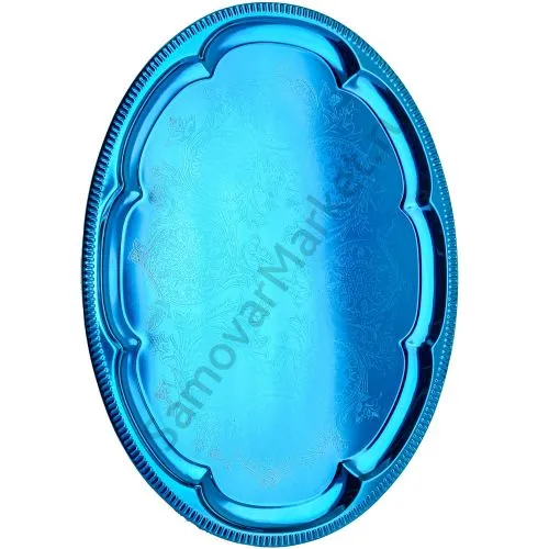 Поднос для самовара овальный, бирюзовый (Китай) 