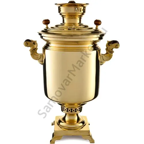 Самовар антикварный на дровах 6,5 литров формы «Банка» ТулПромТорг, золотистый