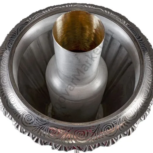 Самовар антикварный на дровах 6,5 литров формы «Рюмка гранная»с трубой, с узором, травление по никел