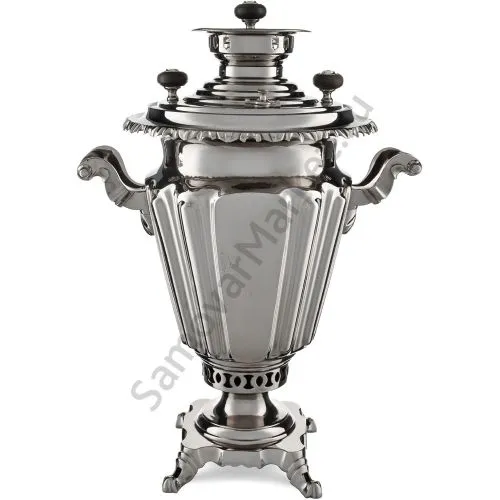 Самовар антикварный на дровах 5 литров формы «Рюмка гранная» Слиозберг, серебристый