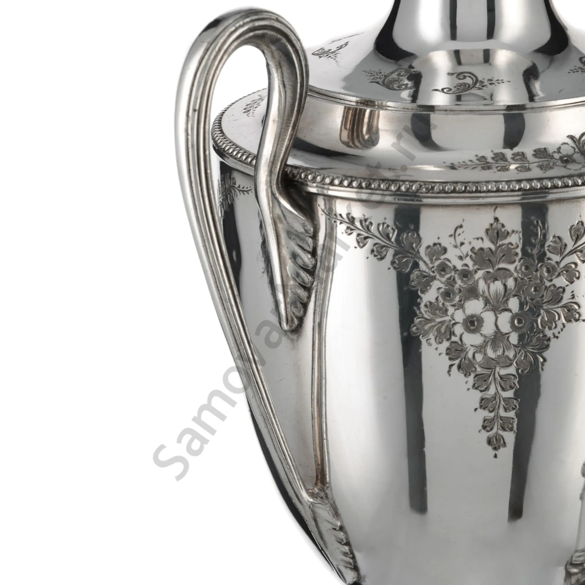 Самовар сервировочный, антикварный 2,4 литра «Ампир», серебрение