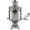 Самовар антикварный комбинированный 4,5 литров формы «Банка» Баташева с медалями, серебристый
