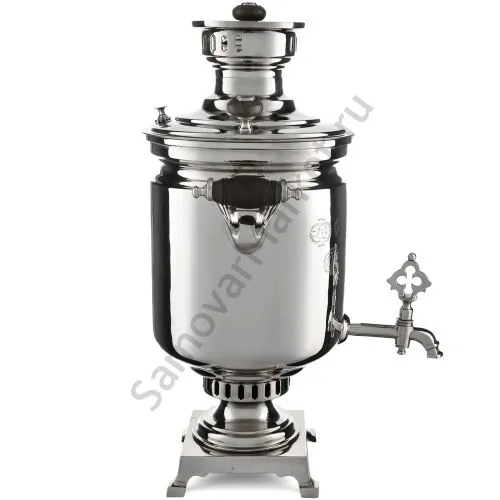 Самовар антикварный на дровах 5 литров формы «Банка» Баташева с медалями, серебристый