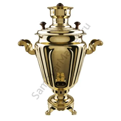 Самовар комбинированный 7 литров формы «Рюмка гранная», золотой, категория «Люкс»
