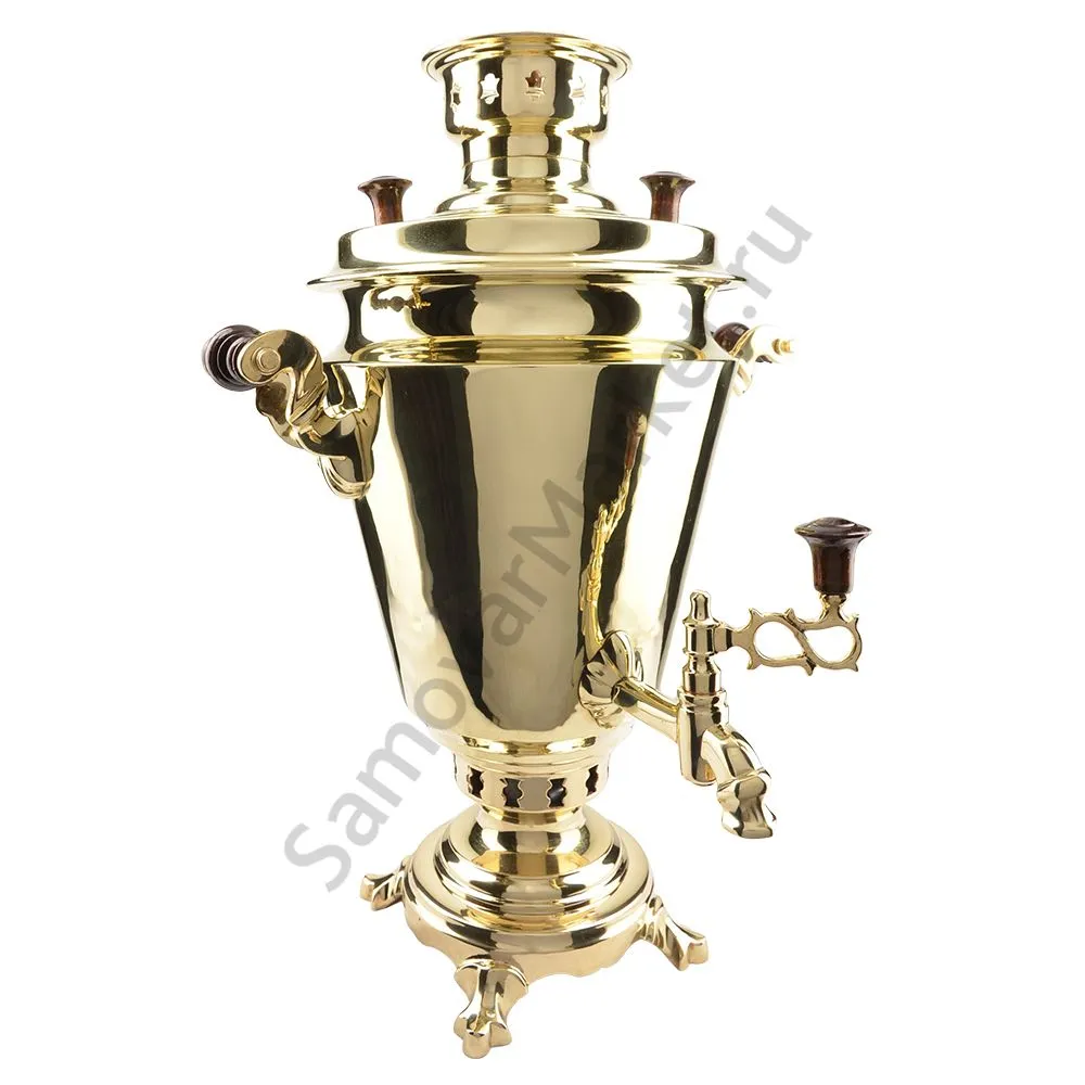 Самовар на дровах 5 литров формы «Рюмка», литьё, золотой, категория «Люкс» Самовар на дровах 5 литров формы «Рюмка», литьё, золотой, категория «Люкс»