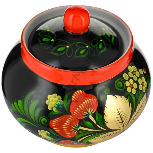 Сахарница с художественной росписью «Хохлома с ягодами в зелени №2» 