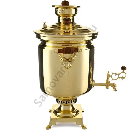 Самовар антикварный на дровах 10 литров формы «Банка» Н.И. Баташева с медалями, золотой
