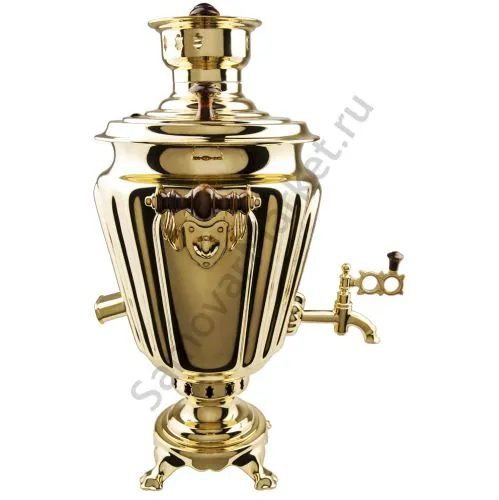 Самовар комбинированный 7 литров формы «Рюмка гранная», золотой, категория «Люкс»