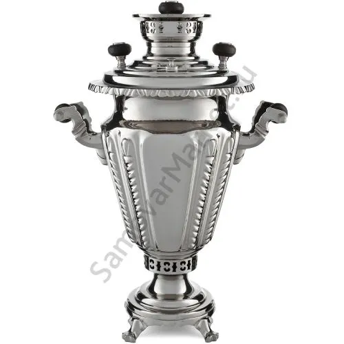 Самовар антикварный на дровах 3,3 литра формы «Рюмка с колоннами» Тул.Патрон.Завод, серебристый