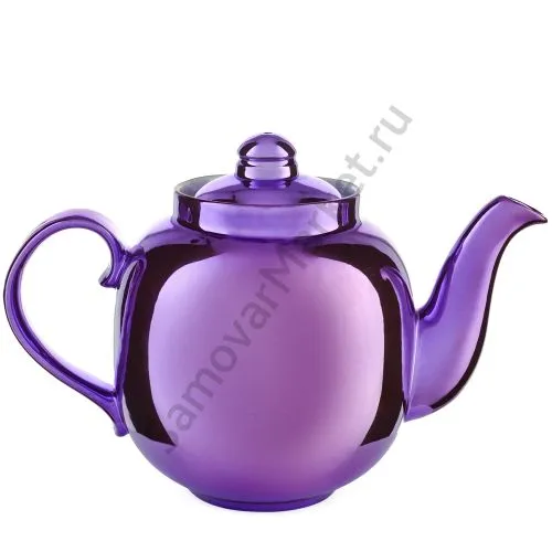 Чайник большой заварочный фарфоровый для самовара с фиолетовым напылением 
