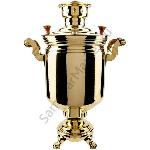 Самовар комбинированный 7 литров формы «Банка с вибронакаткой», золотой, категория «Люкс»