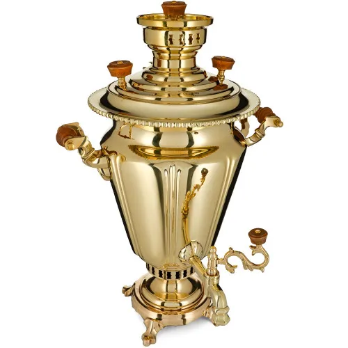 Самовар антикварный на дровах 6 литров формы «Рюмка гранная» Н.А. Воронцова, золотой 