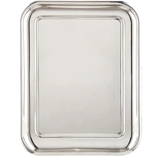 Поднос для самовара прямоугольный гладкий, серебристый, уценка 
