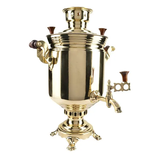 Самовар на дровах 5 литров формы «Банка с вибронакаткой», золотой, категория «Люкс»