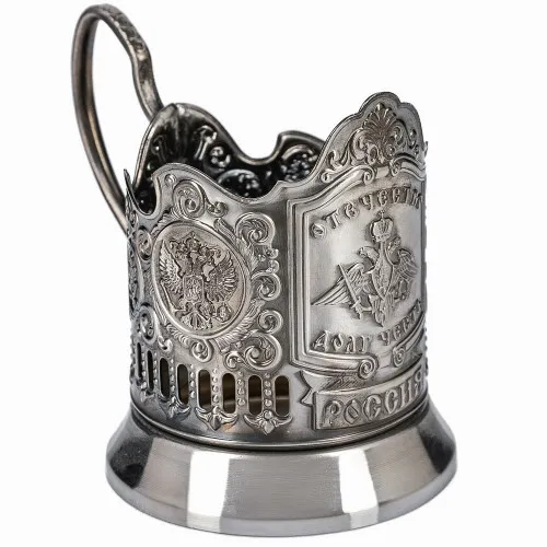 Подстаканник никелированный с чернью «Отечество, Долг, Честь»