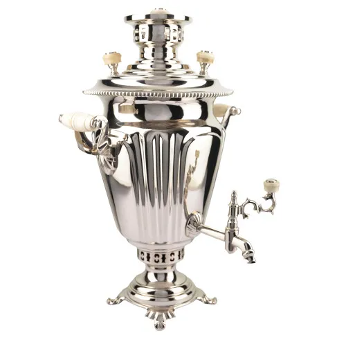 Самовар антикварный на дровах 3 литра формы «Рюмка гранная» ТПЗ, серебристый