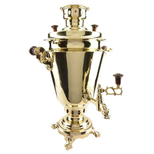 Самовар на дровах 5 литров формы «Рюмка», литьё, золотой, категория «Люкс»
