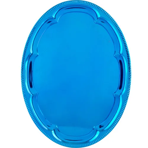 Поднос для самовара овальный, бирюзовый (Китай) 