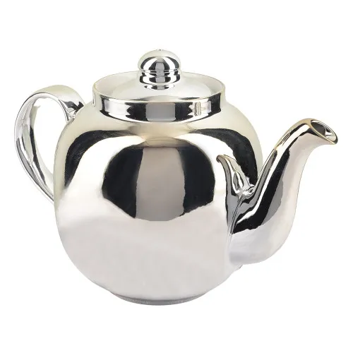 Чайник большой заварочный фарфоровый для самовара с напылением под «Серебро» 