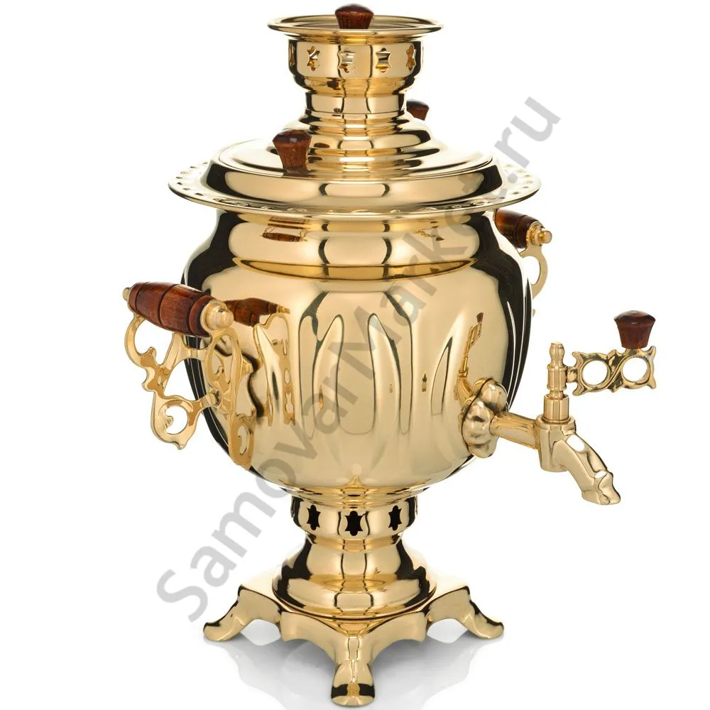 Самовар на дровах 2,7 литра формы «Овал», золотой, категория «Люкс» Самовар на дровах 2,7 литра формы «Овал», золотой, категория «Люкс»