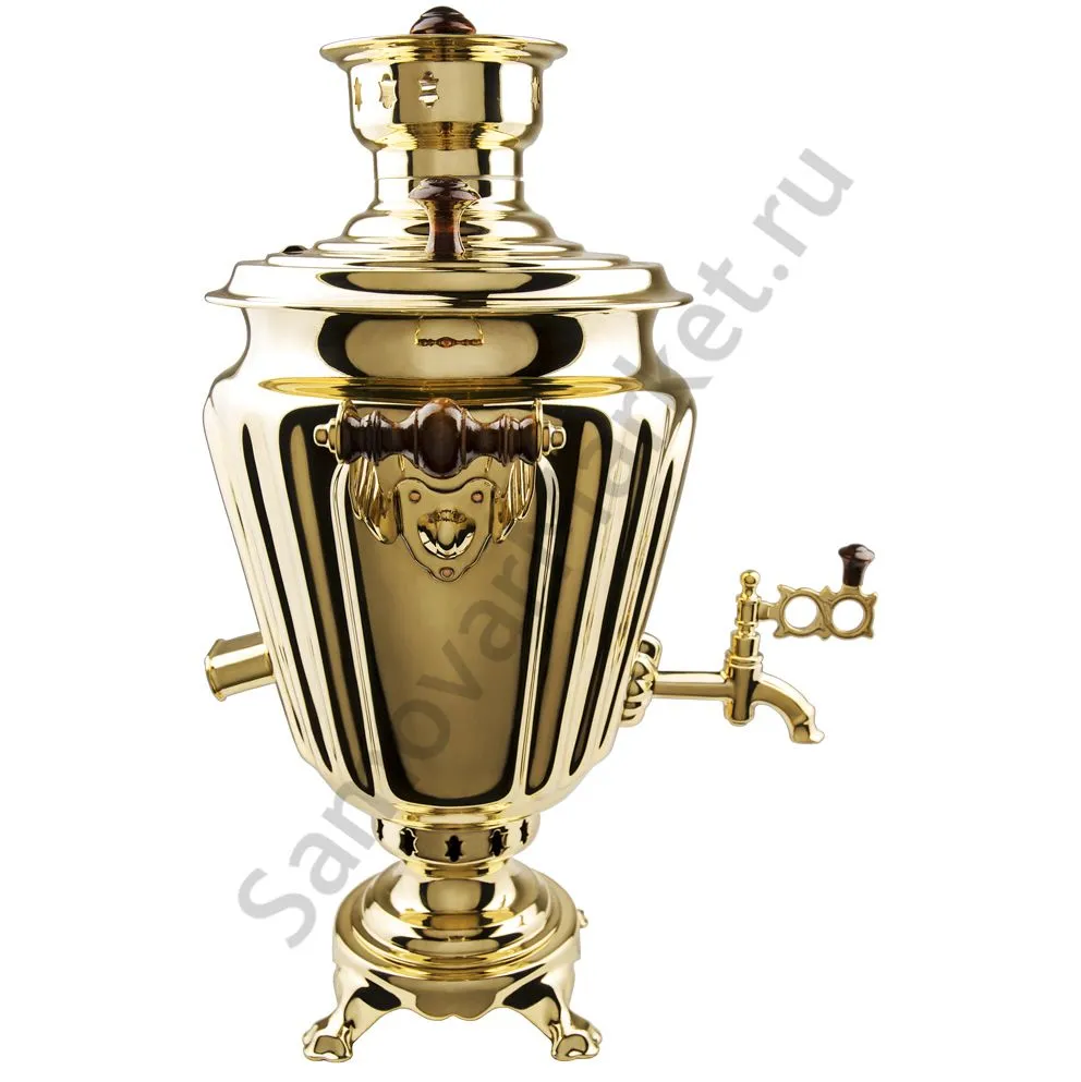 Самовар комбинированный 7 литров формы «Рюмка гранная», золотой, категория «Люкс»