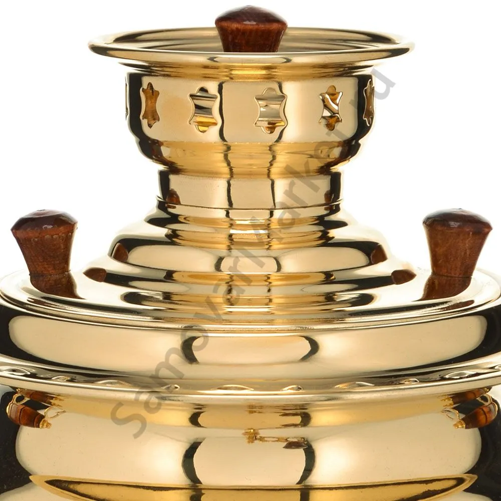 Самовар на дровах 2,7 литра формы «Овал», золотой, категория «Люкс»