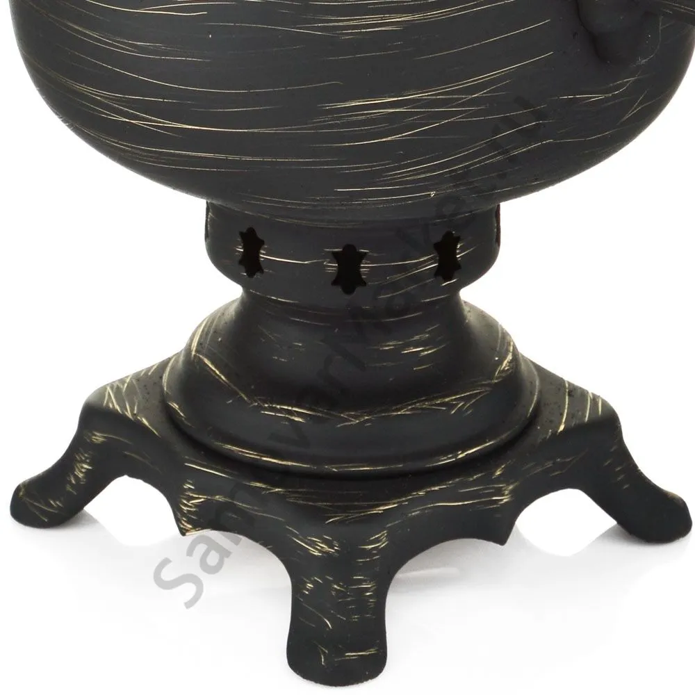 Самовар на дровах 2,8 литра формы «Банка» золотые нити в патине, категория «Эксклюзив»