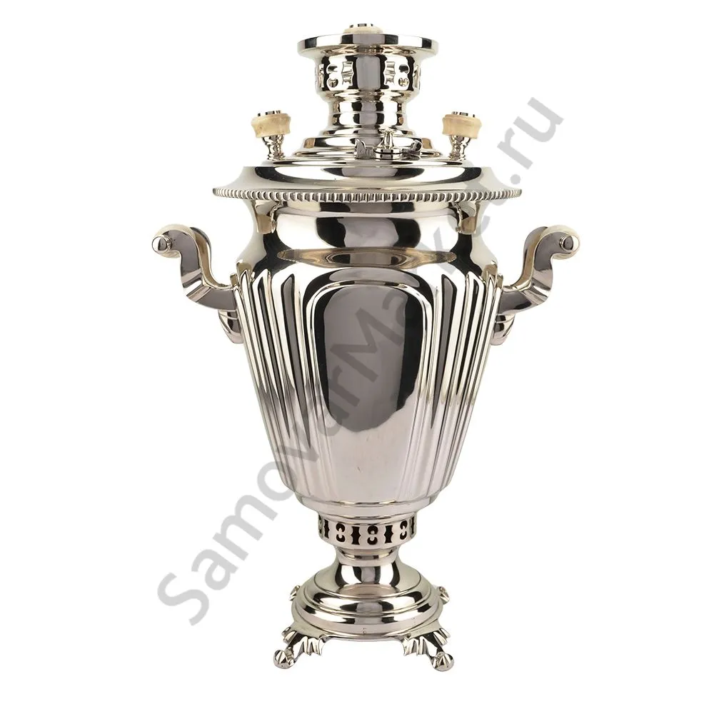 Самовар антикварный на дровах 3 литра формы «Рюмка гранная» ТПЗ, серебристый