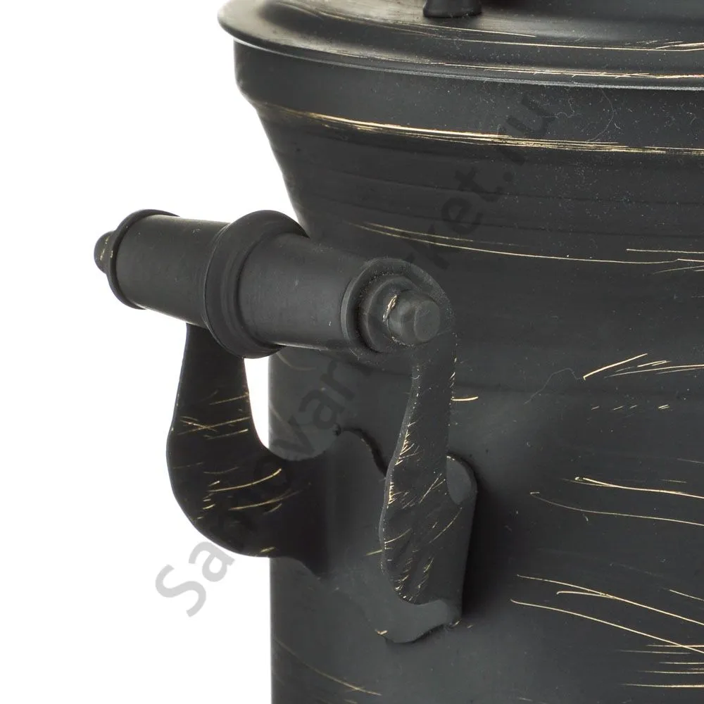 Самовар на дровах 2,8 литра формы «Банка» золотые нити в патине, категория «Эксклюзив»