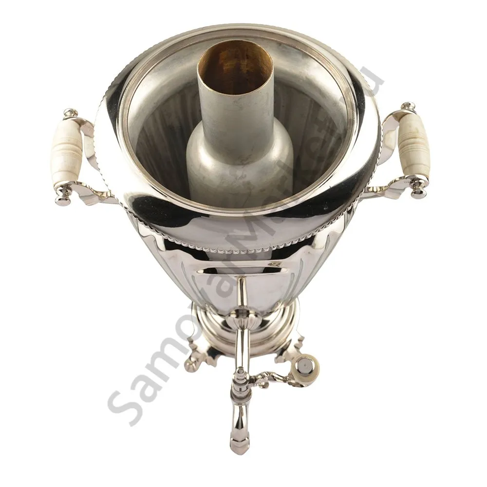 Самовар антикварный на дровах 3 литра формы «Рюмка гранная» ТПЗ, серебристый