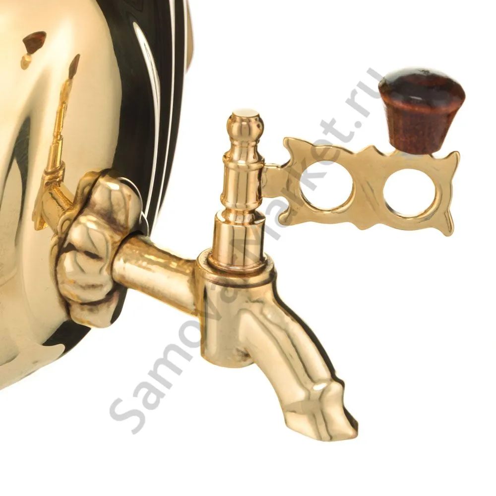 Самовар на дровах 2,7 литра формы «Овал», золотой, категория «Люкс»