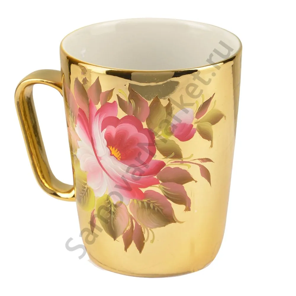 Чашка с художественной росписью «Пионы на золотом» Чашка с художественной росписью «Пионы на золотом»