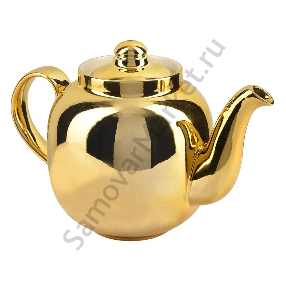 Чайник большой заварочный фарфоровый для самовара с напылением под «Золото» Чайник большой заварочный фарфоровый для самовара с напылением под «Золото»