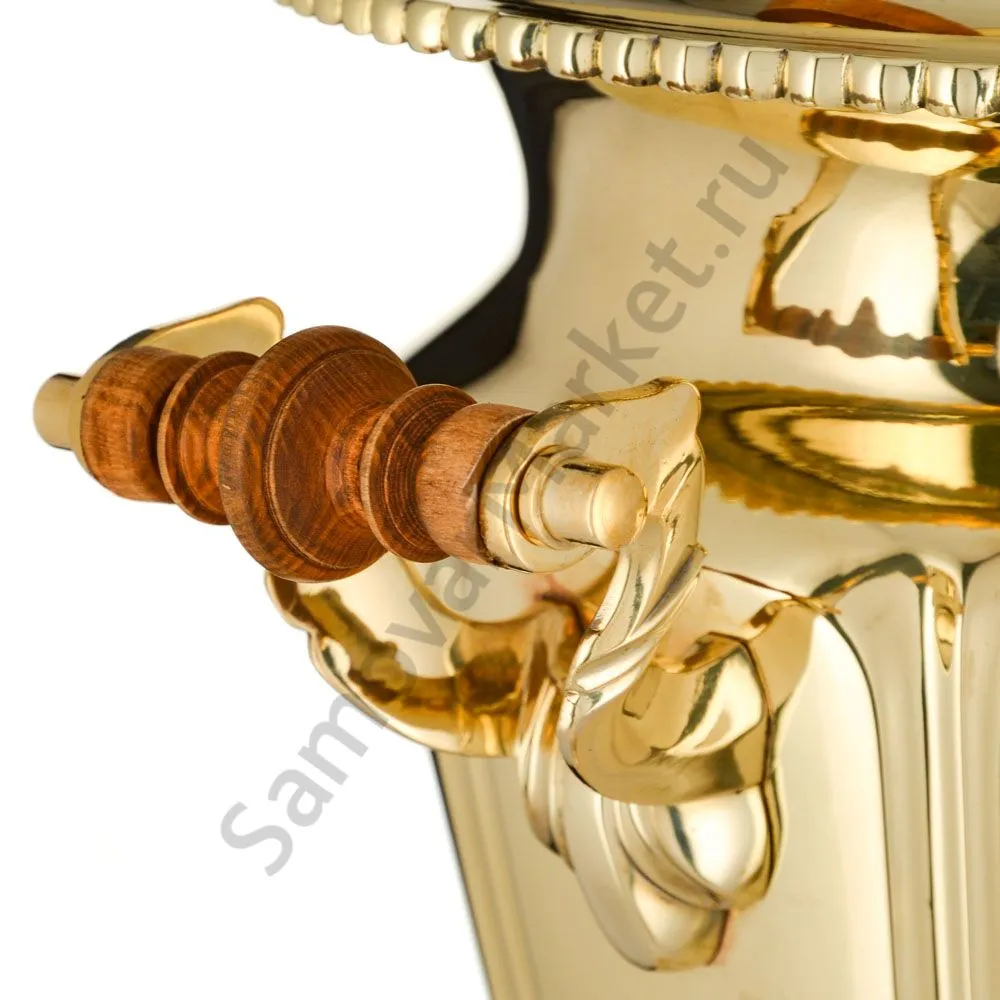 Самовар антикварный на дровах 6 литров формы «Рюмка гранная» Н.А. Воронцова, золотой 