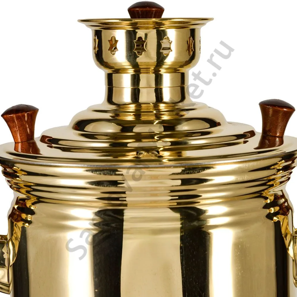 Самовар на дровах 7 литров формы «Банка», золотой, категория «Люкс»