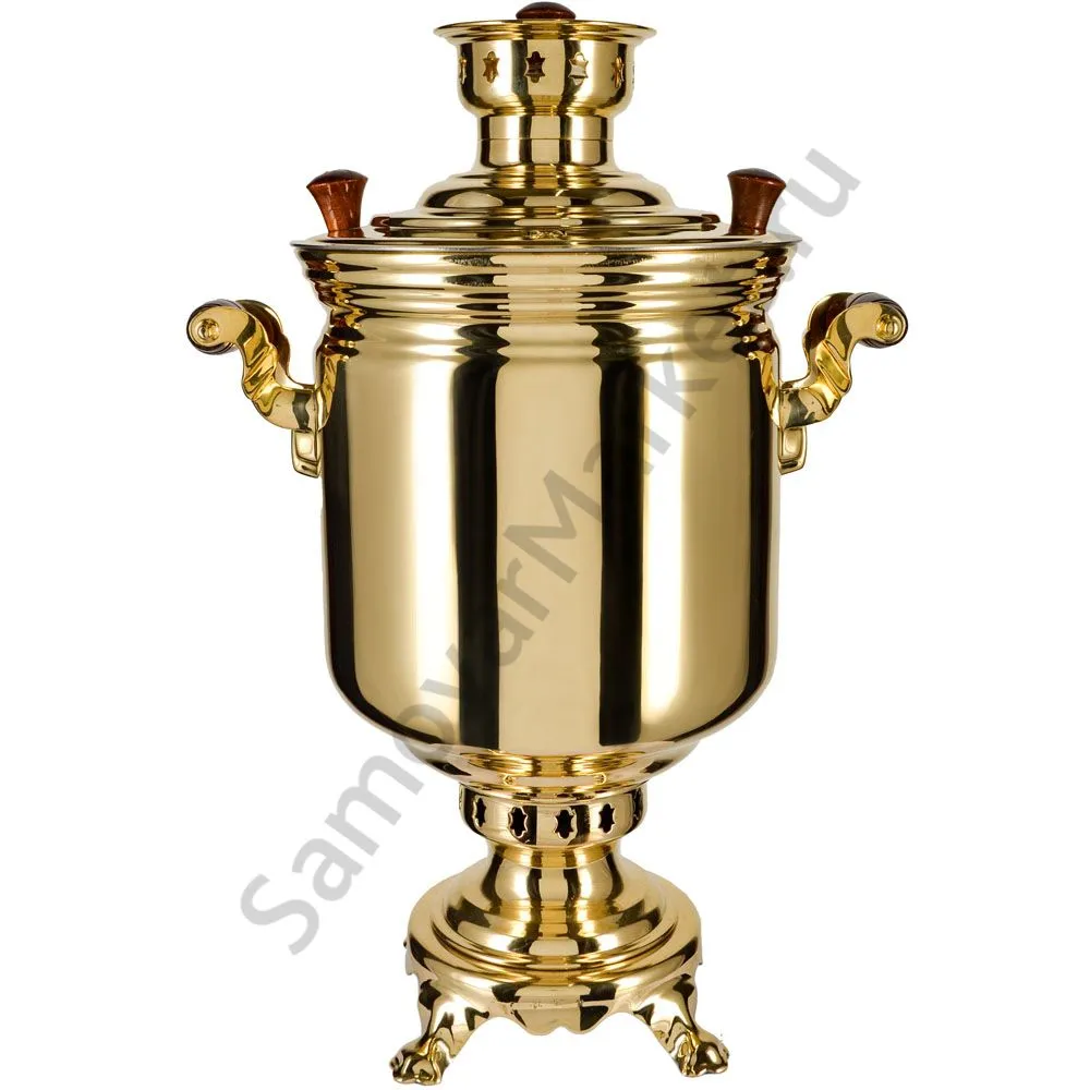 Самовар на дровах 7 литров формы «Банка», золотой, категория «Люкс»
